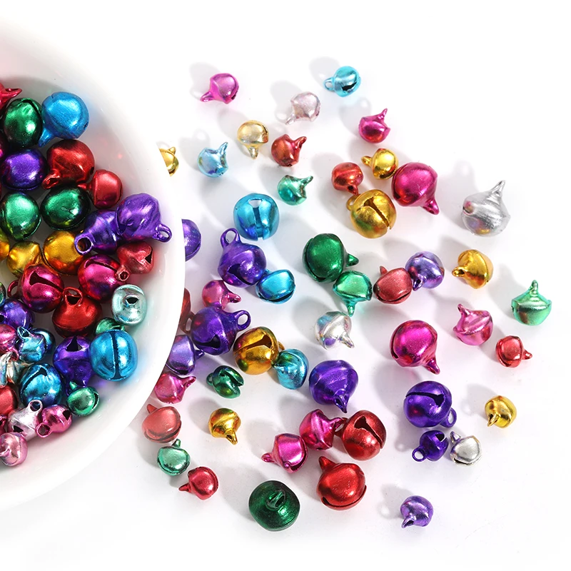 

50 Pcs Small Jingle Bells DIY Bracelet Braided Beads Iron Pendant Hanging Christmas Party Tree Bells Ornaments Jewelry Decor