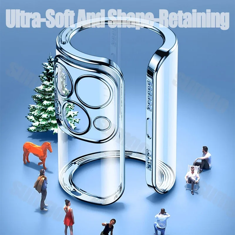 Модный роскошный синий прозрачный противоударный чехол-бампе для iPhone 16 15 14 13 12 11