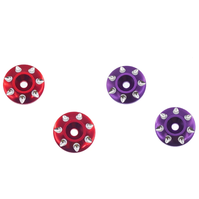 

4PCS Metal Tail Wing M3 Screws Washers For 1/8 1/10 Scale Off Road Buggy Truck RC Cars, Purple & Red