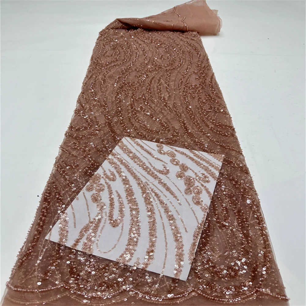 Новинка 2024 африканская нигерийская Изысканная кружевная ткань с блестками и