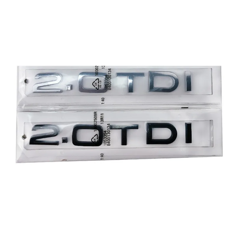 

1X Chrome glossy black ABS 2.0 TDI Car Body Rear Trunk Emblem Badge Sticker for Audi Accessories