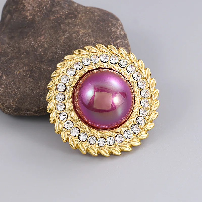 Винтажная брошь в дворцовом стиле с розовым жемчугом женская премиум-класса