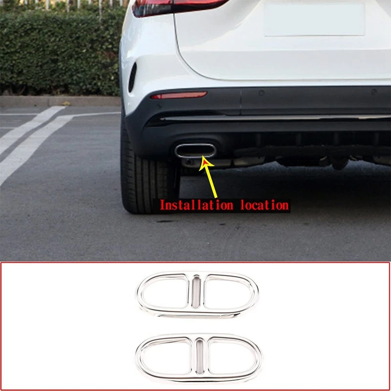 

Car Exhaust Pipe Cover Decoration Rear Dual Muffler Trim Tail Throat Frame for Mercedes-Benz GLA/GLB 2020-2021