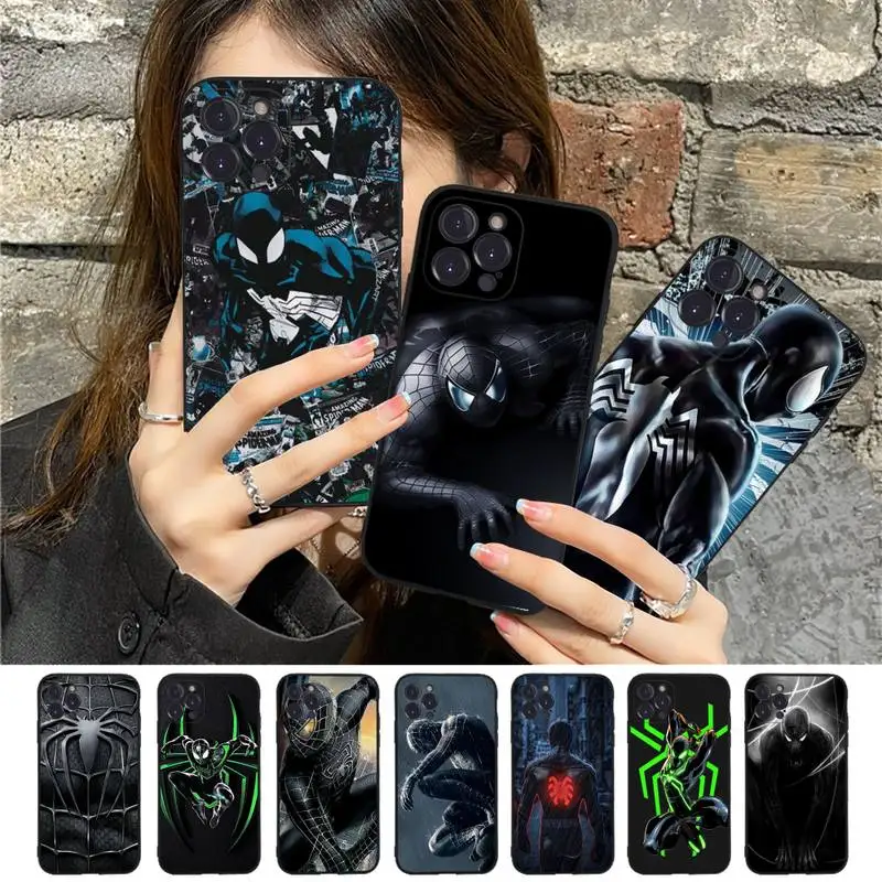 

Marvel Black Spider-Man 3 Phone Case Silicone Soft for iphone 14 13 12 11 Pro Mini XS MAX 8 7 6 Plus X XS XR Cover