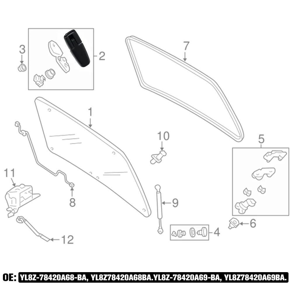 YL8Z78420A68BA YL8Z78420A69BA задний левый и правый шарнир заднего стекла для Ford Escape 2001-2007 Mercury
