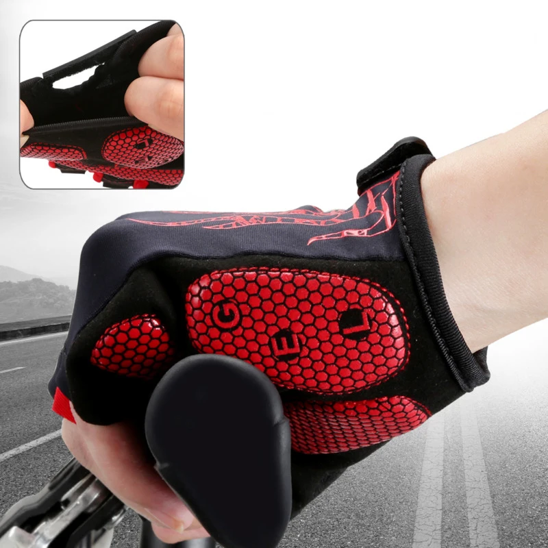 

Mens Cycling Gloves,Half Finger Biking Glove DH Road Bicycle Gloves Gel Pad Shock-Absorbing Anti-Slip Breathable MTB Glove Women