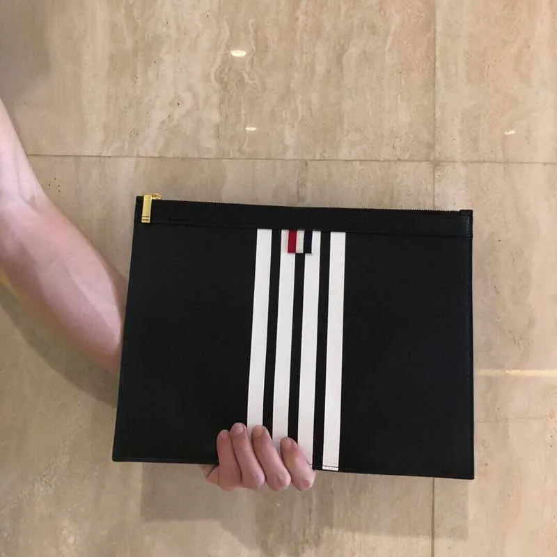 

Вместительная деловая сумка-клатч TB THOM, модная белая сумка-конверт в полоску с 4 полосками в Корейском стиле