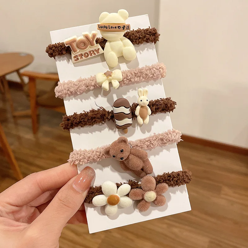 

Scrunchie Rubber Bands Hair Accessories Tie Hoop Kawaii Claw Cute Tiara Headband For Children Girls Sets Vintage Plush Fashion
