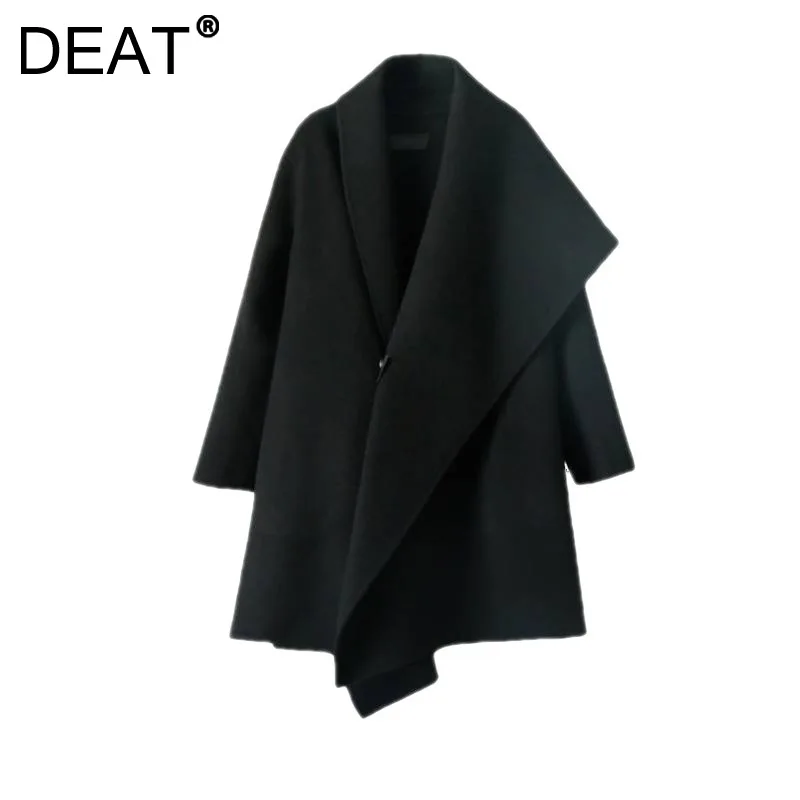 

DEAT 2023 new winter y2k woolen calfs asymmetrical cardigan open stitch clothes female warm capes tide WZ03201L