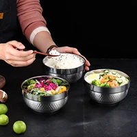 4pcs double stainless steel bowl home rice bowl soup bowl salad bowl anti scald heat insulation thicken drop resistant kids bowl