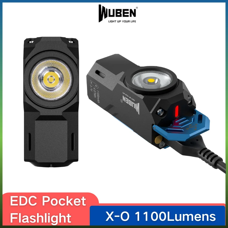 WUBEN X-O Knight Type-C Rechargeable Aluminum Brightest EDC Pocket Flashlight 1100Lumens With Magnetic Troch Light