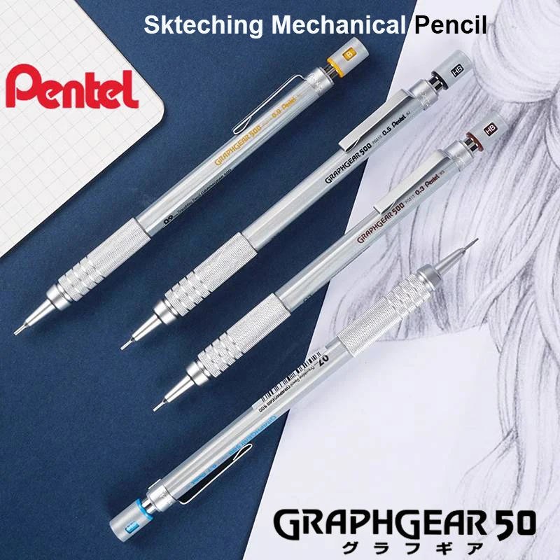 Фото Механический карандаш Pentel GraphGear 500, небьющиеся грифельные автоматические карандаши, профессиональная художественная ручка для рисования комиксов, школьные полезные принадлежности №1