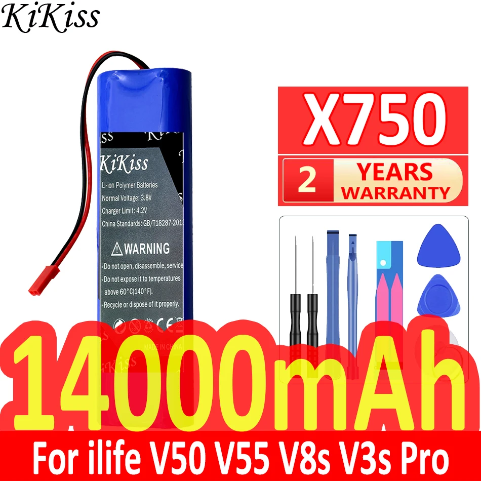 

Аккумуляторная батарея KiKiss для ilife V50, V55, V8s, V3s Pro, V3sPro, V5s Pro, V5sPro, V8s, X750, 14000 мАч