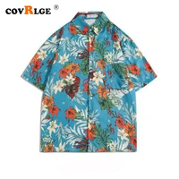 covrlge summer floral short sleeved shirt retro aloha hawaii shirt for men women same style printing wild beach shirt top mcs194