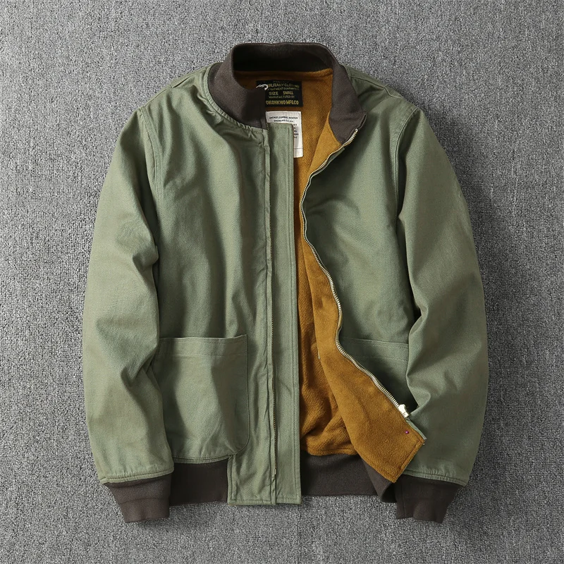 

Men's Winter Fleece Thicken Coat American Retro Style Cotton-Padded Jacket Baseball Jacket Tooling Jacket Casual Outerwear