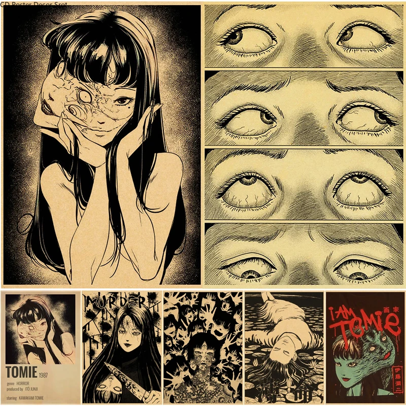 

Постер Junji Ito из классического аниме в стиле ретро, постеры из крафт-бумаги для творчества в стиле Tomie, винтажный Декор «сделай сам» для дома, ...