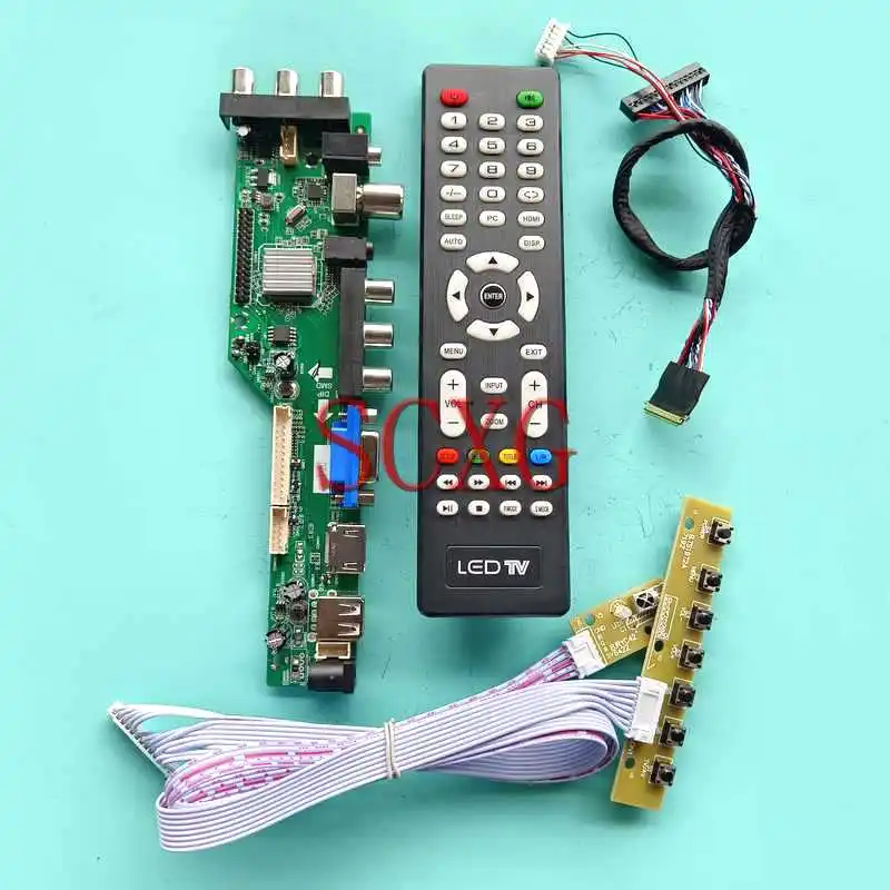 

DVB Digital LCD Matrix Controller Board Fit N156B6 N156BGE NT156WHM VGA HDMI-Compatible AV RF USB 1366*768 15.6" 40 Pin LVDS Kit