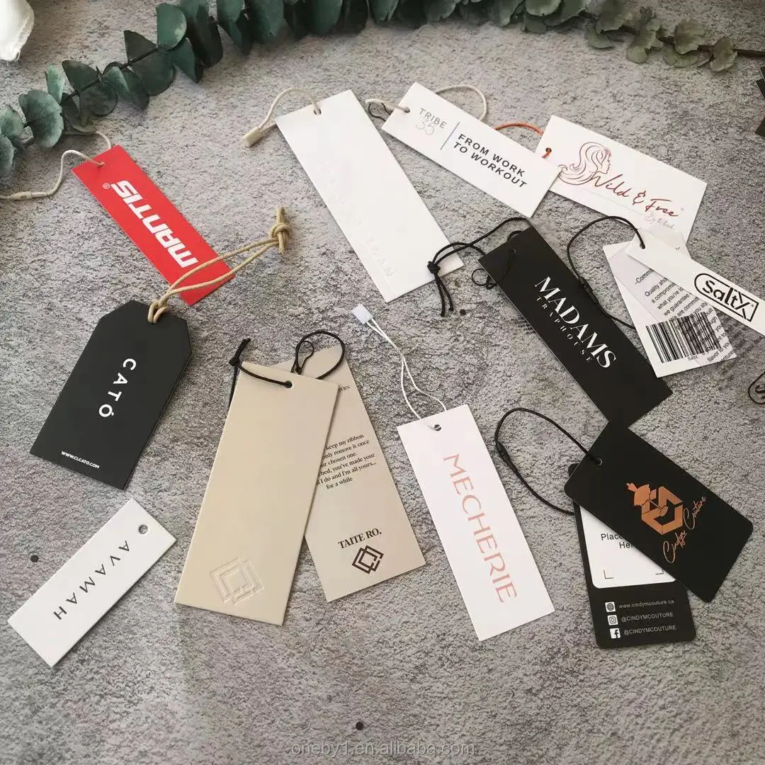 

Eco-friendly Custom Canvas Cotton Fabric hangtags Swing Hang Tag Swimwear Baby Clothes Clothing Swing tags