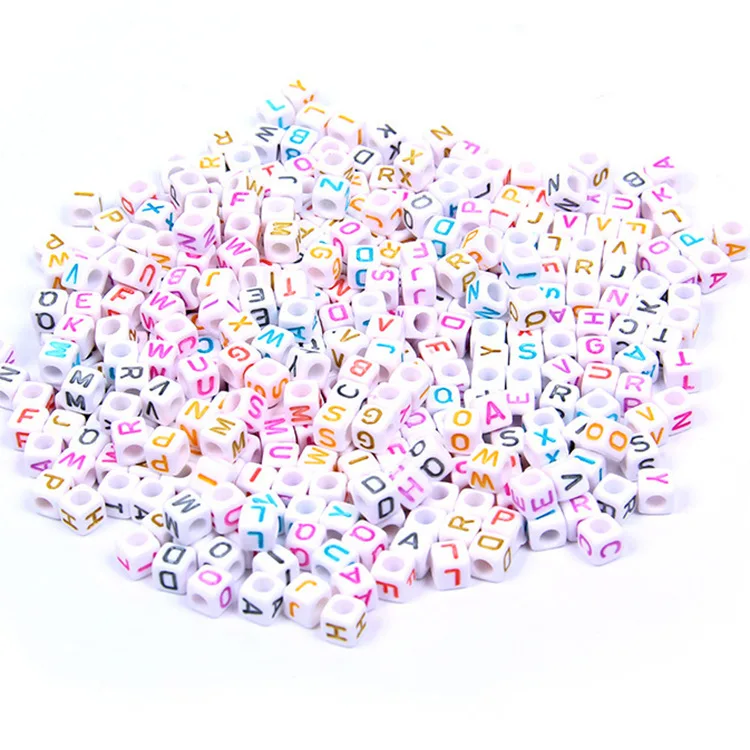 100 Шт. Радужные Резинки С Белыми Буквами Акриловые Бусины Для Ручной Работы