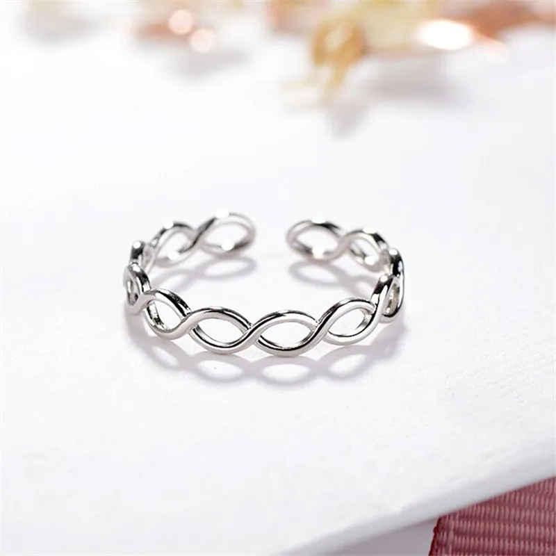 

TULX Simple Geometric Braided Twist Finger Rings for Women Minimalist Adjustable Opening All-match Jewelry Female