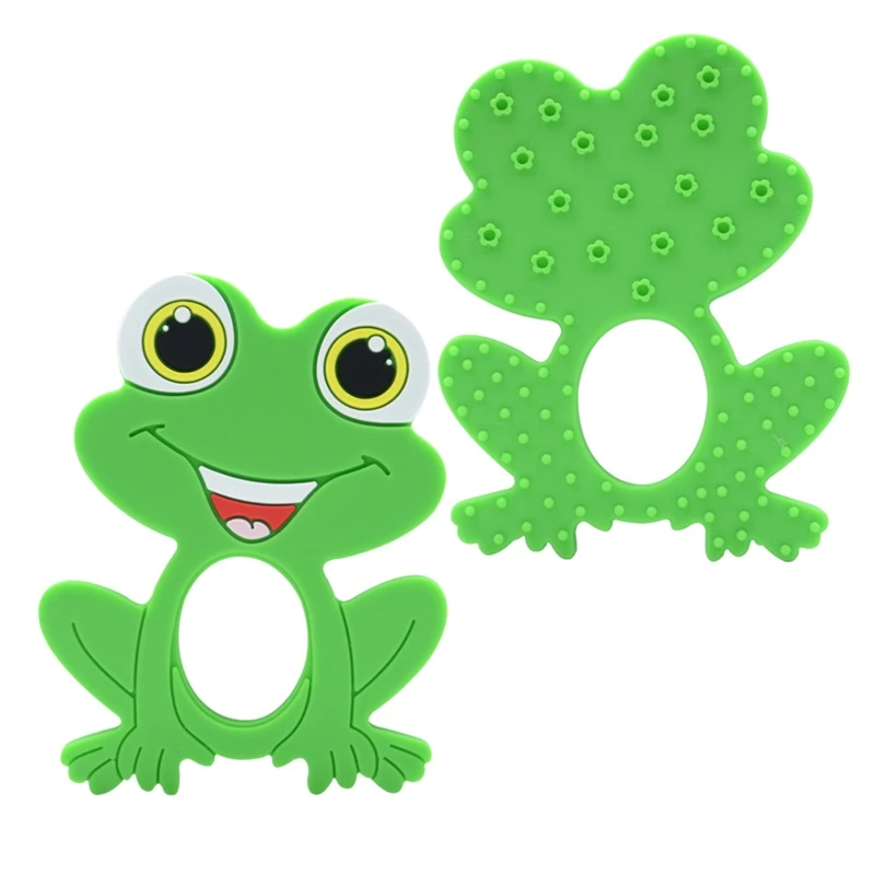 

Cartoon Animal Frog Shape Teething Ring Baby Teether Silicone Beads Soother Molar Nursing Toy Pacifier Chain Accessories