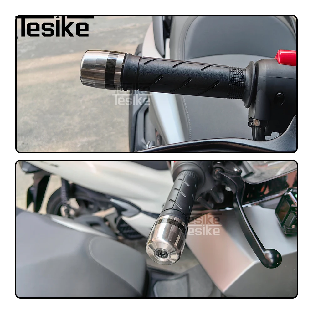 Фото Наконечники руля для мотоциклов Honda PCX150/160 CB400X/F NSS 350, серебристые, из нержавеющей стали. №5
