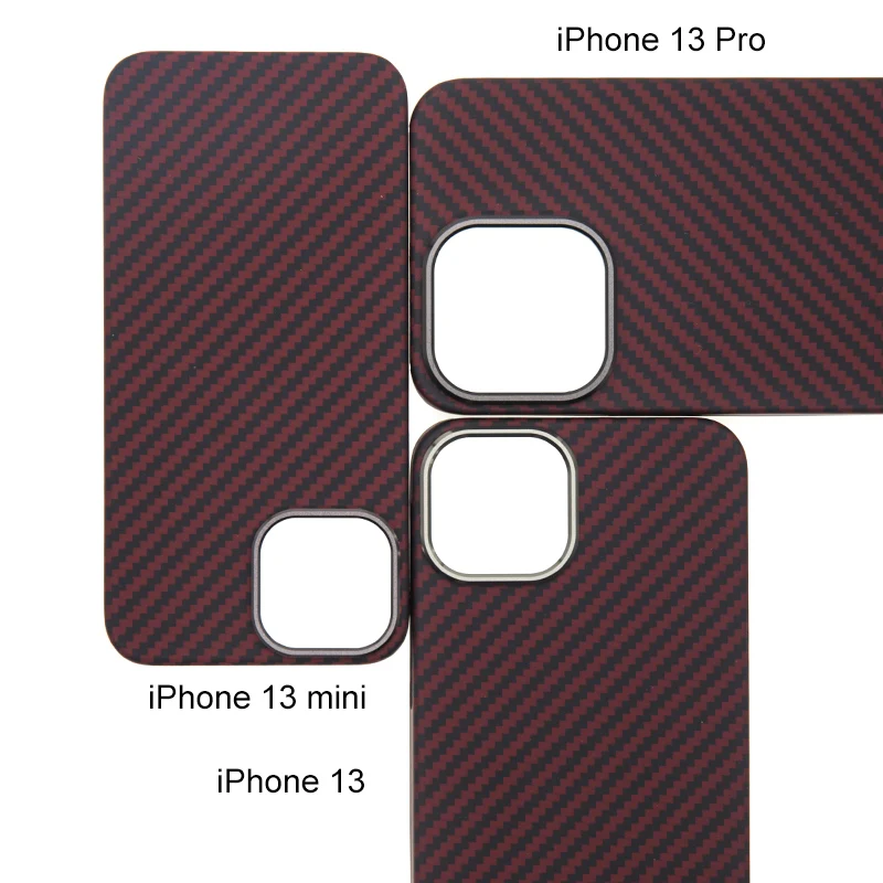 

iPhone 13 Pro Max Case Carbon Fiber 13 Red Lens Ring Metal Ring Matte Protective Lens 13mini Business iPhone 13 Pro Cover