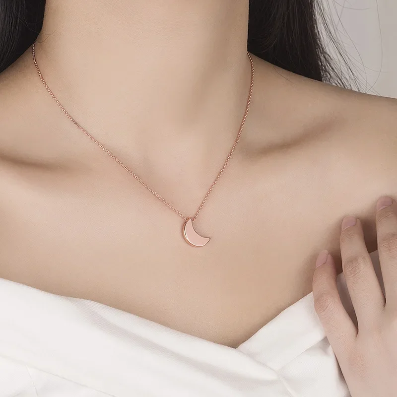 Ожерелье в форме Луны изящное и искусственное розовое золото 14 карат простая
