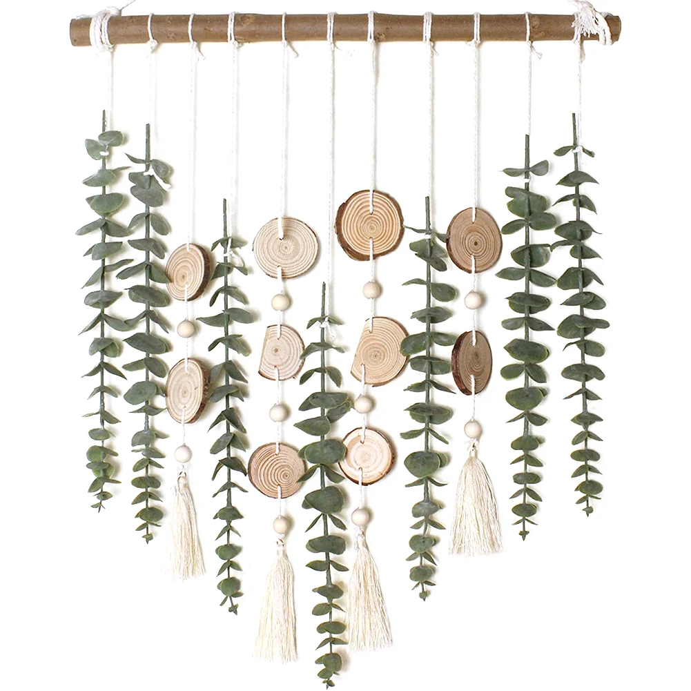 

Wooden Artificial Eucalyptus Wall Hanging Decor Handmade Nordic Eucalyptus Greenery Plant Wall Hanging for Bathroom Bedroom