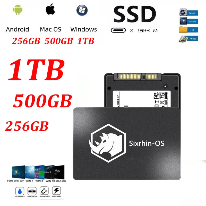 

SSD подходит для ноутбуков и настольных жестких дисков, SSD 2,5 SATA3 SSD 256 ГБ 500 ГБ SSD 1 ТБ Внутренний твердотельный накопитель