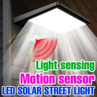 led solar light outdoor garden street lamp with motion sensor solar panel spotlight for patio waterproof led exterior floodlight