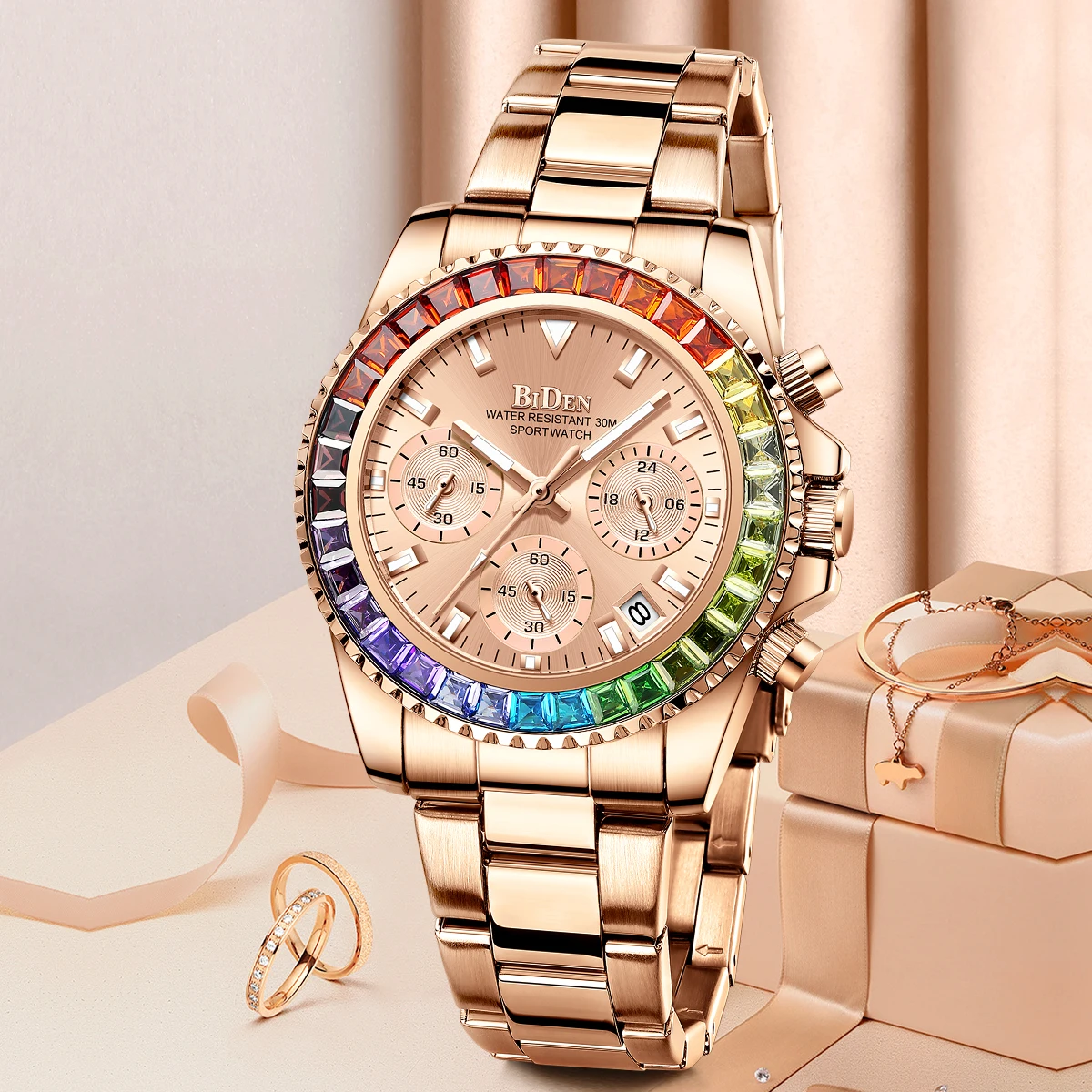 Часы женские Кварцевые водонепроницаемые с календарем и бесплатной подарочной