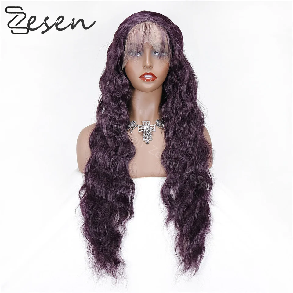 

Black Purple Long Curly Wave Synthetic Lace Front Wigs for Women Daily Party Cosplay Hair Wigs Heat Resistant Wig Natural Hairli