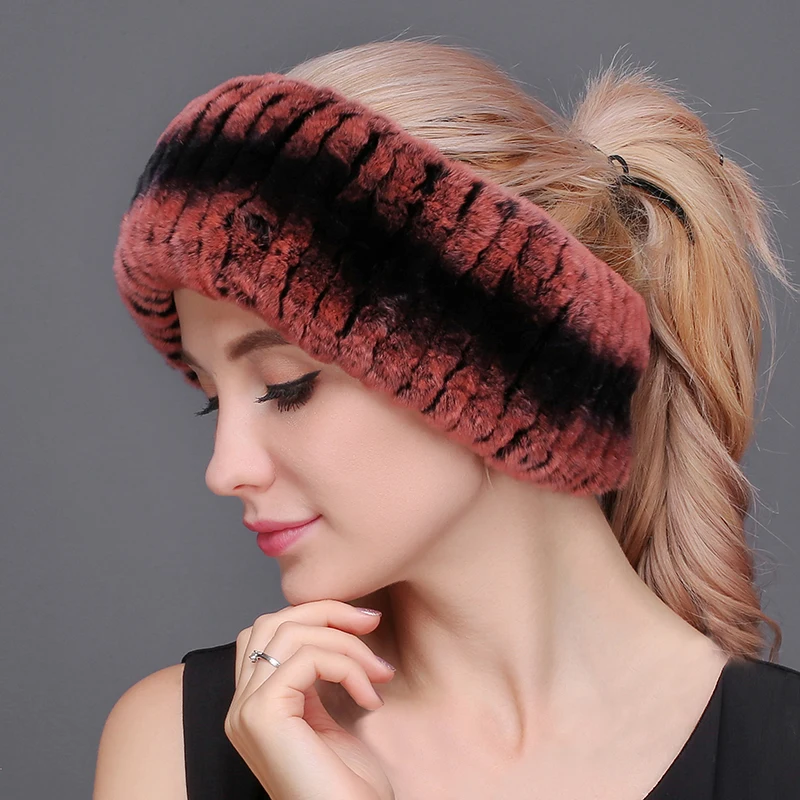 Женская меховая шапка с воротником из кролика рекс двойное использование пустая