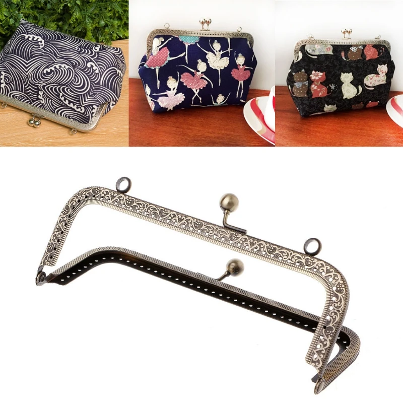 

1Pc DIY Purse Handbag Handle Coins Bags Metal Kiss Clasp Lock Frame DIY 12.5cm