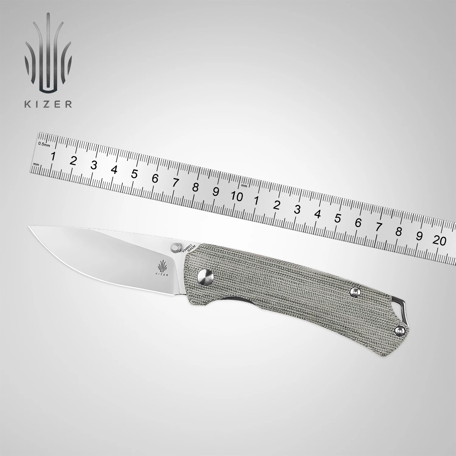 Kizer Folding Pocket Knife V3490C1 T1 2022 New Green Micarta Handle with 154CM Steel Blade Knife for Hunting