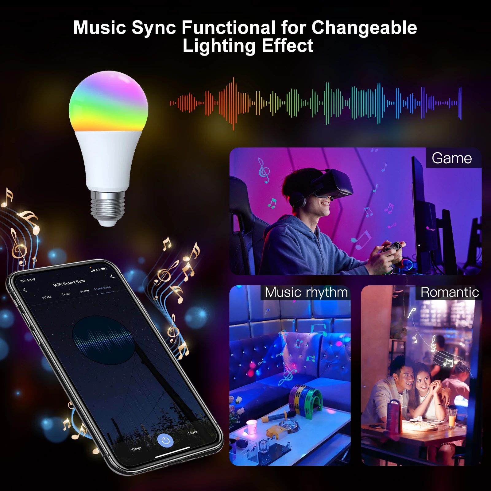 WiFi Smart LED Light Bulb Dimmable Lamp 14W RGB C+W E27 Color Changing 2700K-6500K Tuya Smart App Control Work with Alexa Google images - 6