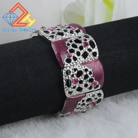 hot sale turkish charm bangles flower bracelets white k drop oil purple hollow out jewelry retro bijoux ladies wedding party