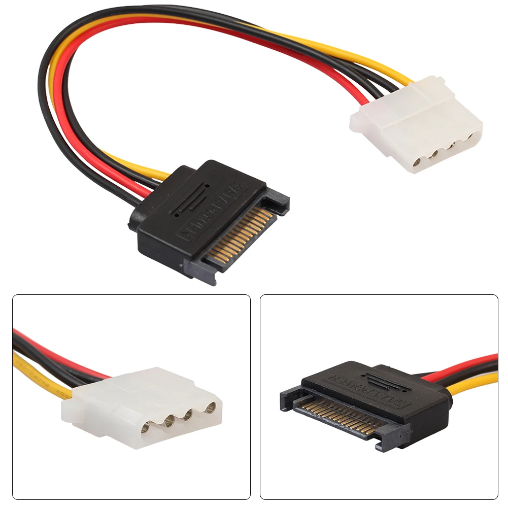 0 2 м SATA 15-контактный штекер на Molex 4-контактный гнездовой кабель питания для PCe Riser