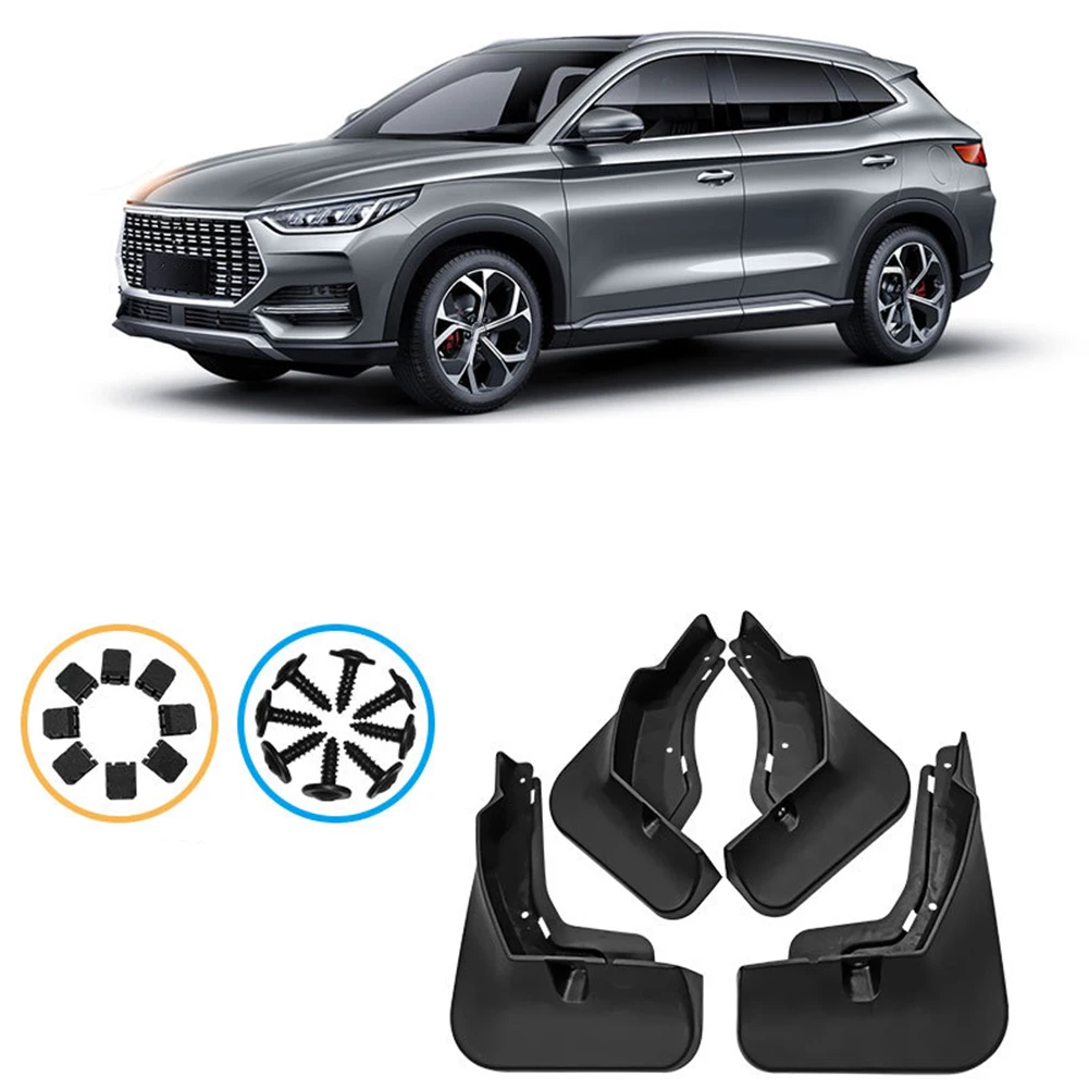 

Accessories Mudguard 4Pcs 560g Anti-splash Guard Black For BYD SONG PLUS DMI EV 20-22 Front Rear Wheels Brand New