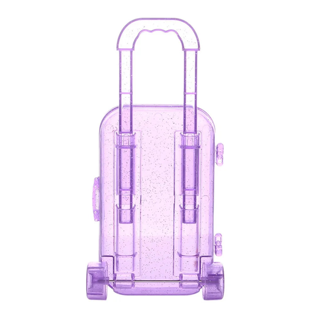 

2 Pcs Mini Accessories Dolls Furniture Wood Suitcase Model Decoration Miniature Adornment Purple Luggage