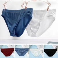 1pc summer ice silk sexy men briefs breathable ultra thin panties low waist underpants underwear solid color soft underpants