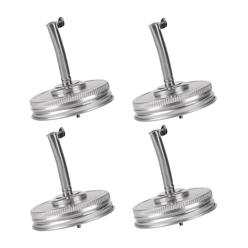 

4 PCS Mason Jar Pour Spout Lids Oil Infusion Lids 86mm Mouth Bottle Cap Cover Oil Pour Spout Dispenser with Caps