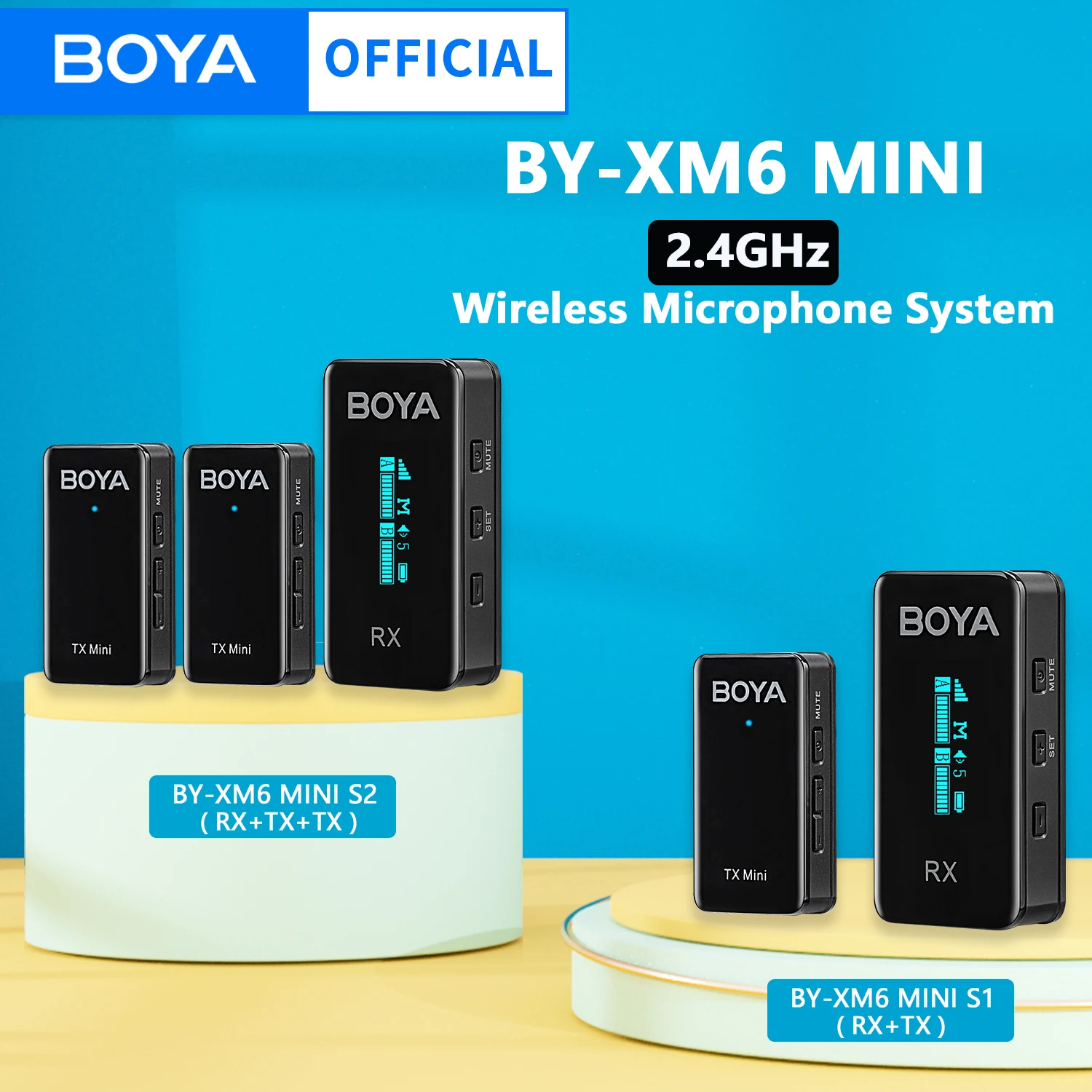 

BOYA BY-XM6 S1 S2 Mini Professional Lavalier Lapel Wireless Microphone Audio System for Mobile iphone Camera Youtube Streaming