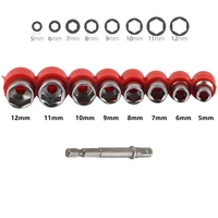 9 pcs hex socket adapter rod set 14inch drive 5 12mm hex bit metric socket wrench head nut removal tool spanner manual tools