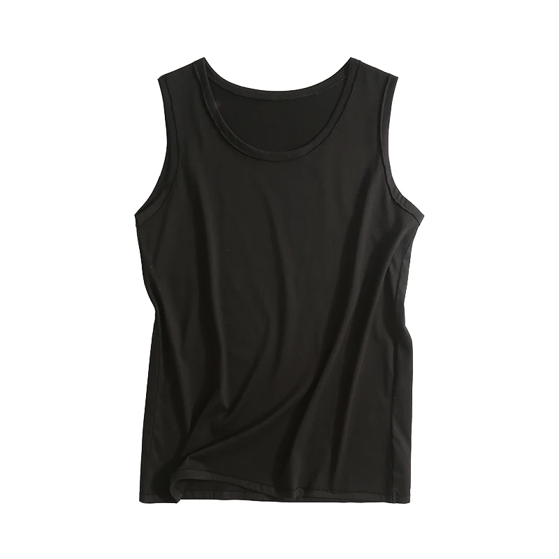 Summer new street style solid color round neck sleeveless vest women, sexy all-match stretch thin vest women