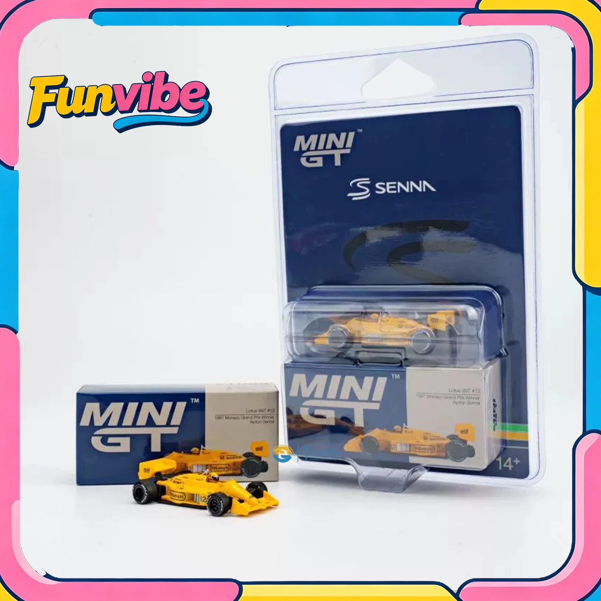Фото MINI GT 1/64 Lotus 99T Ayrton Senna Toleman TG184 # 19 # Коллекционная модель гоночного автомобиля F1 12 Monaco, литая под давлением, для мальчиков, подарок №1