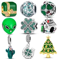 green collection 925 sterling silver beads avocado cactus charms fit original pandora bracelet women diy beaded jewelry gift