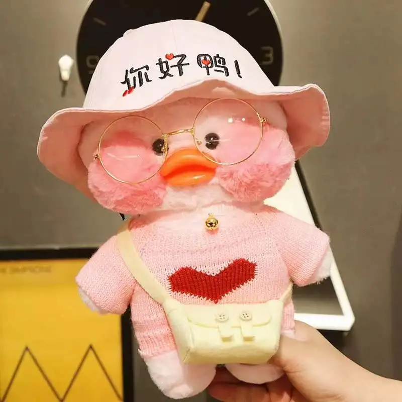 

30cm LaLafanfan Cafe Duck Plush Toys Cartoon Cute Pink Duck Stuffed Doll Soft Animal Dolls Kids Toys Birthday Gifts For Children