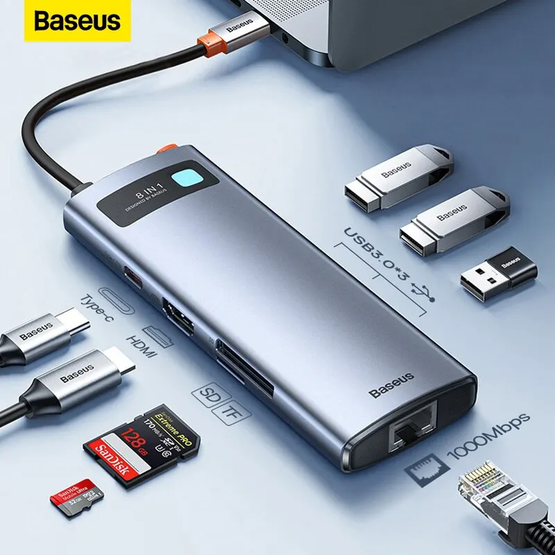 Baseus 4K 60 Гц USB C концентратор тип C к RJ45 PD 100 вт адаптер для Macbook Pro USB 3,0 концентратор аксессуары для ноутбука планшета